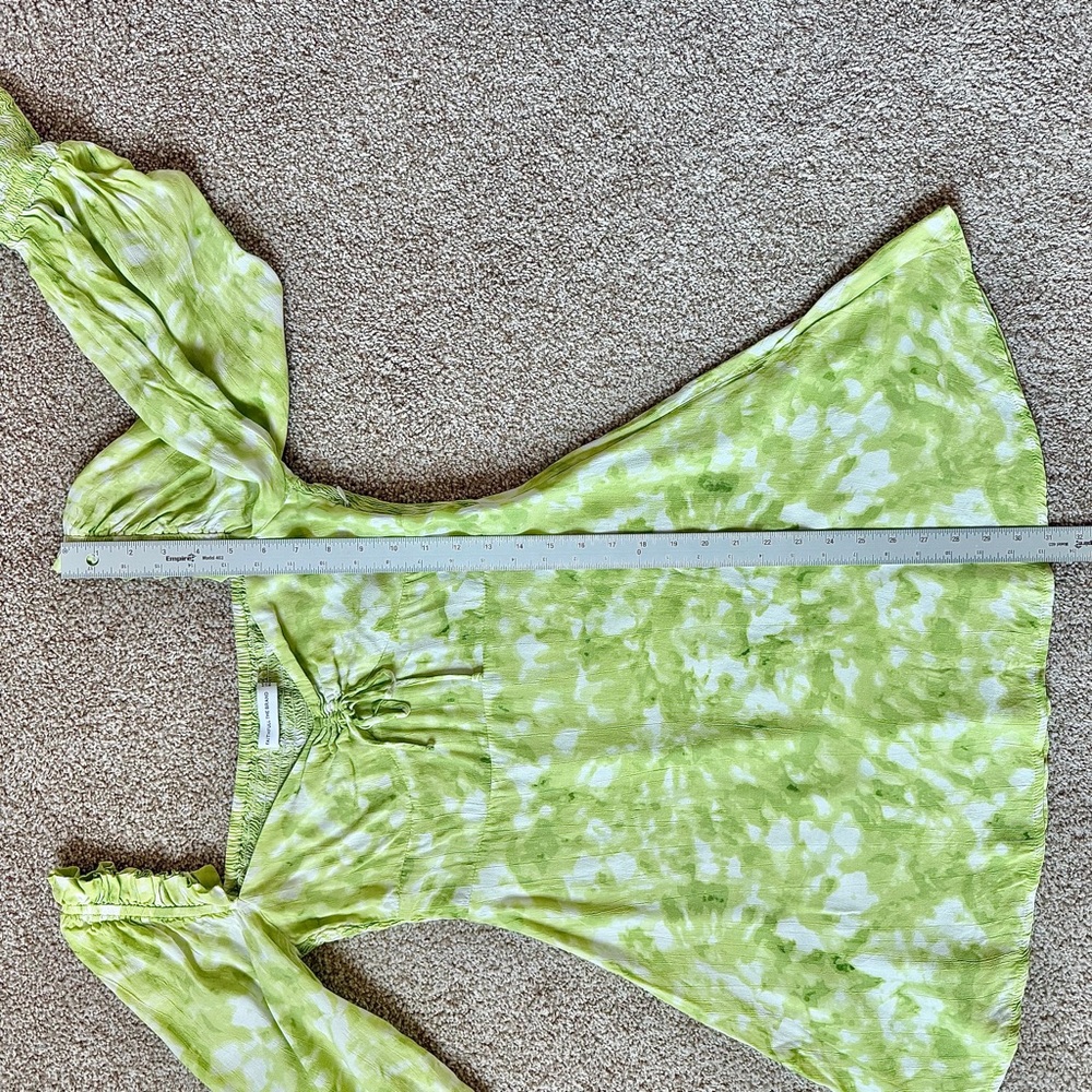 Faithfull The Brand Green Tie Dye Mini Dress Ruffle Vacation Womens Size 4 Small - Picture 13 of 13